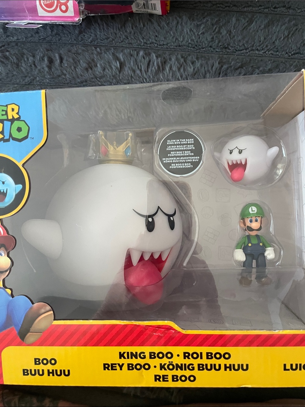 King Boo Figure Toy Diorama Set Jakks Pacific 2.5in Luigi 2024 Glow In The Dark